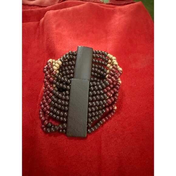 Chunky Wood Bead Stretch Bracelet Earthy Boho Wood Nymph Quirky Lightweight - Picture 8 of 8